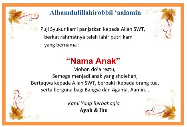 Word Contoh Ucapan Aqiqah Bisa Diedit Terlengkap 2019