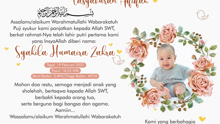 kartu ucapan aqiqah word bisa diedit